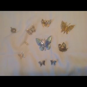 Butterfly pins and earrings